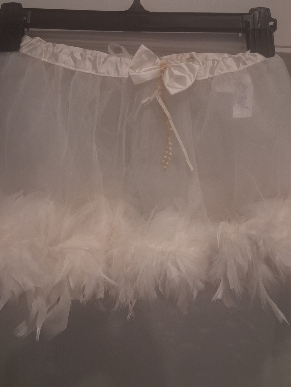 Ivory Feather Trim Petticoat Skirt